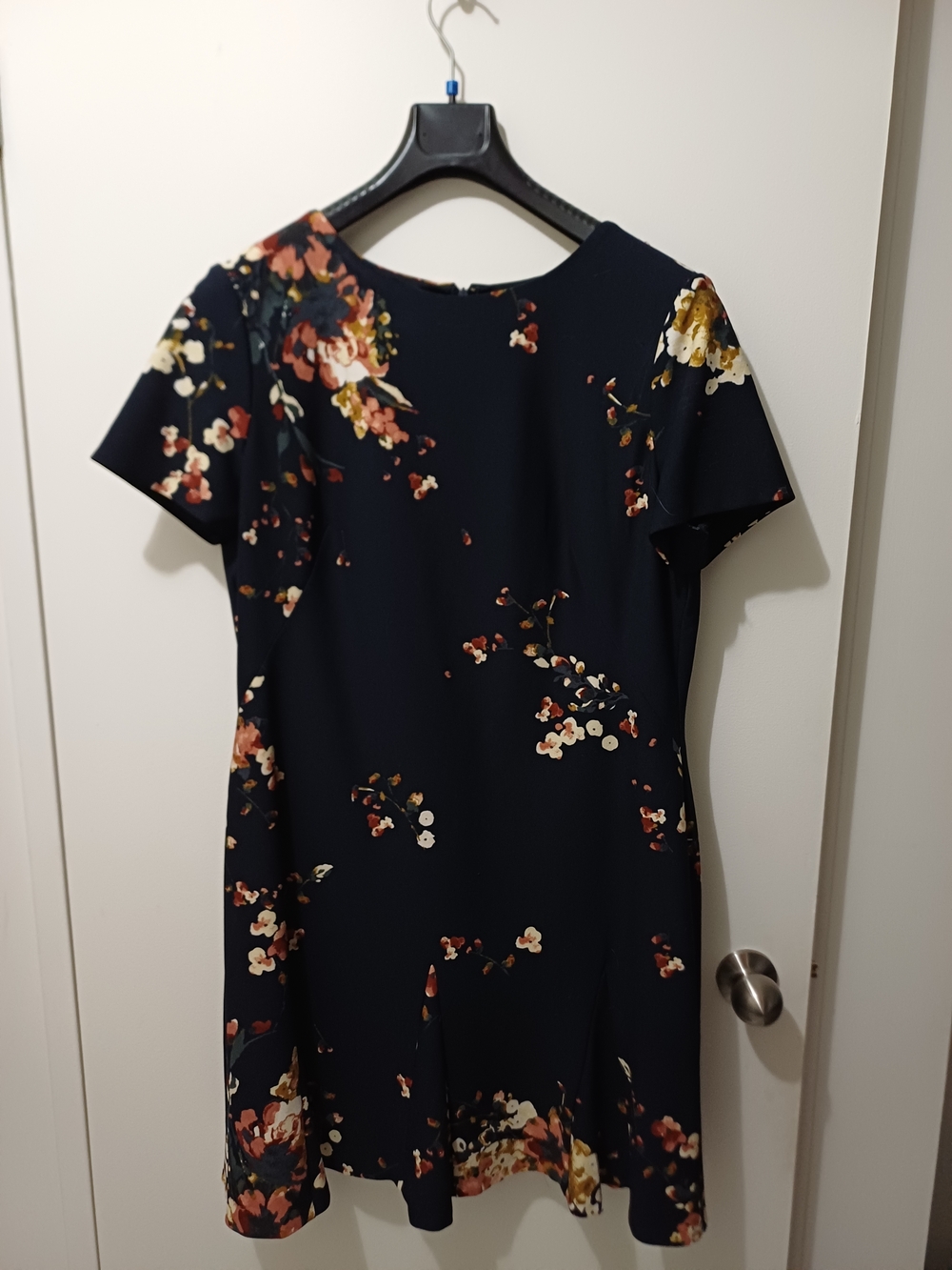 Ralph Lauren Navy Floral Short Sleeve Fully Lined Midi Dress Sz 18